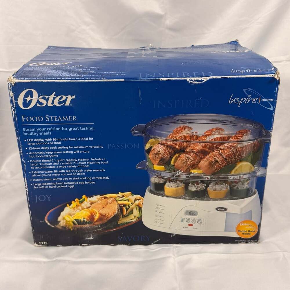 2007 Oster Food Steamer #5715 w/Double-Tiered 6 & 4qt Bowls & Timer